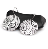 swirling abstract silver aluminum earrings unique lightweight medium size