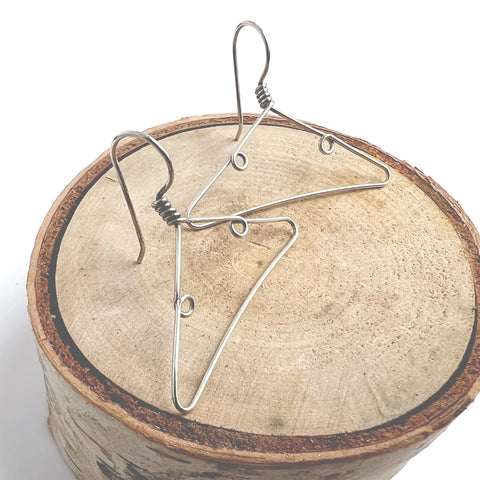 Coat Hanger hook earrings in sterling silver
