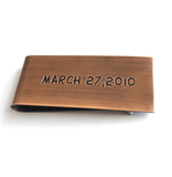 Monogrammed money clip with personalized back