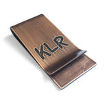 Monogrammed money clip with personalized back