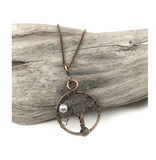 Simple tree of life necklace with full moon pearl