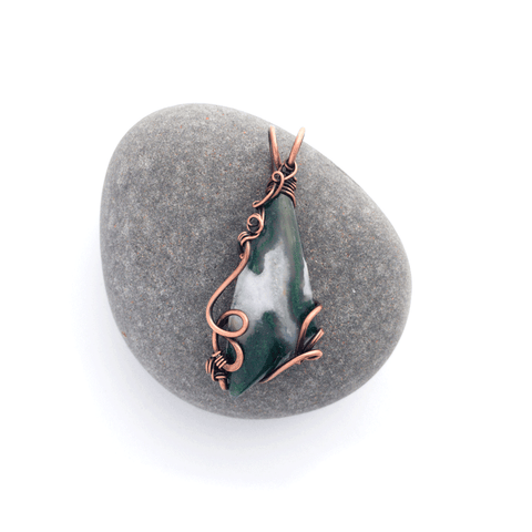 healing copper with moss agate jewelry