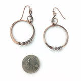 Fire and Ice antique copper handforged earrings