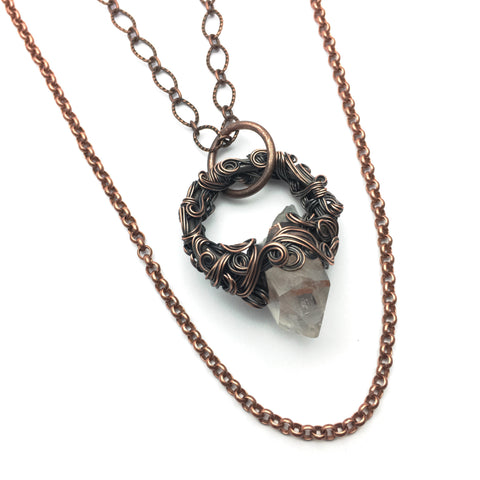 Amara Quartz point double necklace in copper