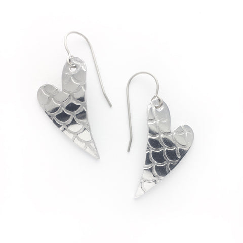 Superlight heart earrings - mermaid scales