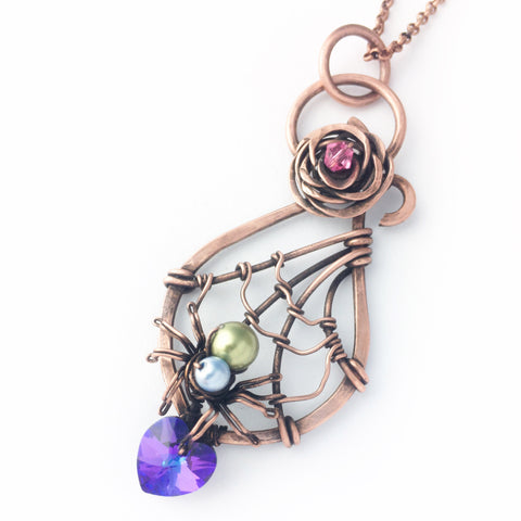 Dreamweaver Valentine Spider Necklace